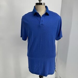 Helly Hansen Mens 100% Merino Wool Polo Tee XL Blue - Flaw